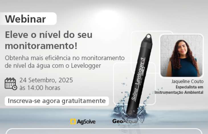 AgSolve e GeoAcqua promovem webinar gratuito sobre o Levelogger 5 e monitoramento hdrico